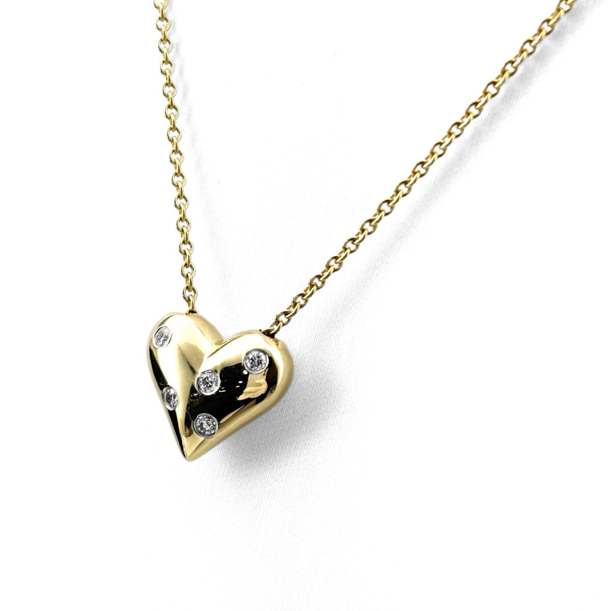 Tiffany Co Dots Heart Necklace Yellow Gold Yg Platinum Pendant Small 3084$
